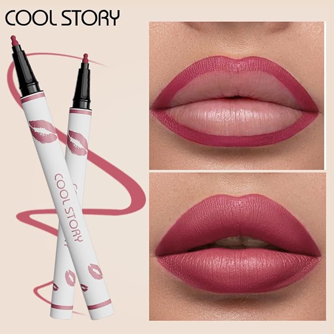 COOL STORY Matte Lip Liner Pencil - Waterproof, Non-Fading, Long-Lasting Plump Effect for Fuller Lips Makeup, Soft & Smooth Texture Easy Glide Lipstick (10#, Pack of 1)