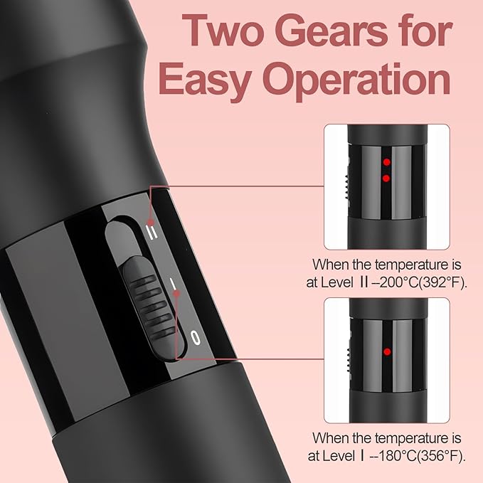 hopopower 1.25/1.5 Inch Curling Iron Brush Ceramic Double PTC Heated Round Hair Curling Comb, Tourmaline Ionic Hot Hair Curler Thermal Brush Blowout Dual Voltage for Traveling (1.5inch)