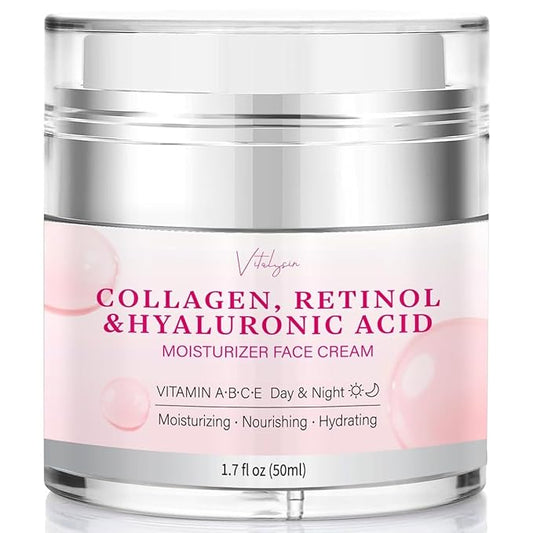 Face Moisturizer for Aging Skin: Wrinkle Cream for Older Women and Men 50 and 60 plus with Retinol, Collagen and Hyaluronic Acid – Facial Moisturizer for Mature Skin, 1.7 fl. Oz (Medium, Lavender)
