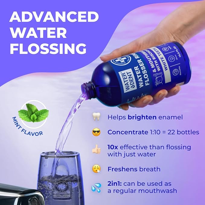 2 Pack - Concentrated Water flosser Rinse & Mouthwash Mint Flavor for Whitening & Teeth Care Alcohol Free, Made in USA