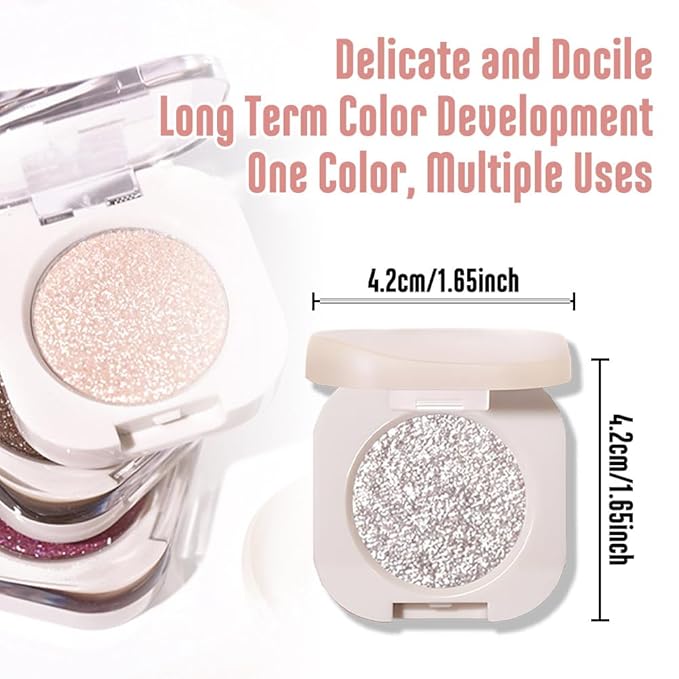 Glitter Shimmer Sparkle Eyeshadow Palette Makeup for Green Blue Eyes, Silver Glitter Shimmer Metallic Holographic Multichrome Cream Iridescent Single Monochrome Eye Shadow Makeup