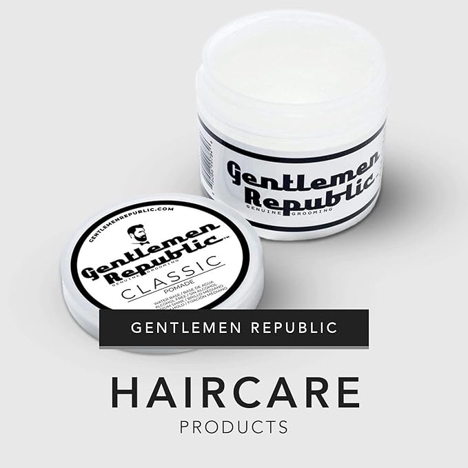Gentlemen Republic Classic Pomade for Men - Water Based Pomade for Medium Hold & Shine, Premium Mens Hair Styling Products with No Beeswax - Ideal for Classic Styles, 4oz