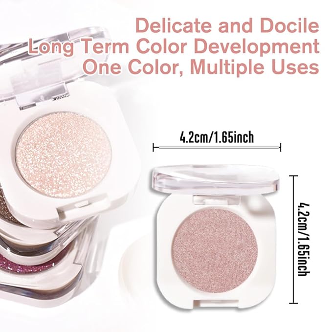 Champagne Shimmer Single Glitter Cream Eyeshadow Makeup, Rose Gold Cream Eye Shadow for Women, Sheer Pink Glitter Monochrome Eyeshadow Pigmented Waterproof, Sombras para Ojos, Girls Daily Gifts