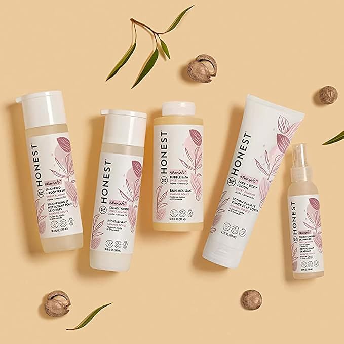 The Honest Company Silicone-Free Conditioner, Gentle for Baby, Naturally Derived, Tear Free, Hypoallergenic, Sweet Almond Nourish, 10 fl oz