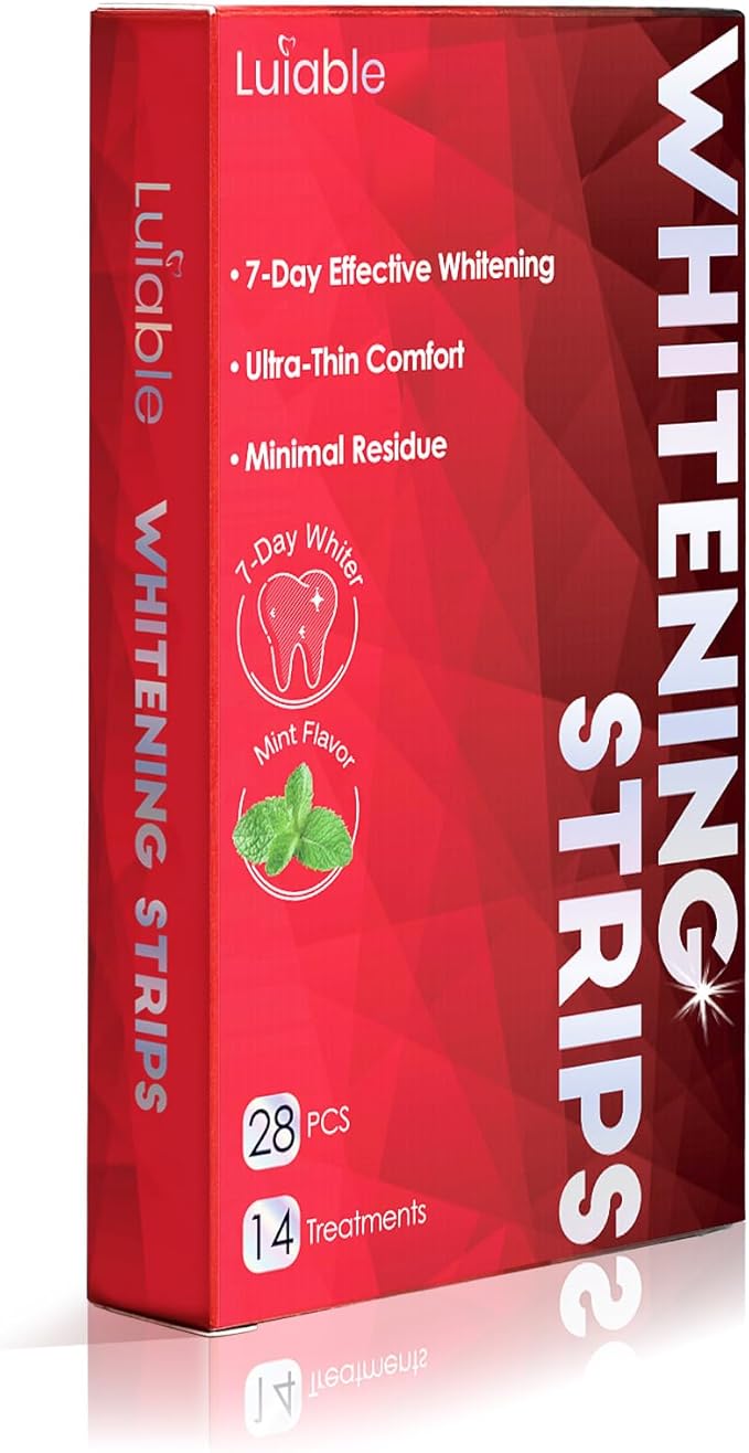 Teeth Whitening Strips for Tooth White: Professional Dentist Formulated Teeth Whitener Enamel-Safe Non-Slip 14 Strips 7 Treatments (28 Count (Pack of 1), Mild Mint)