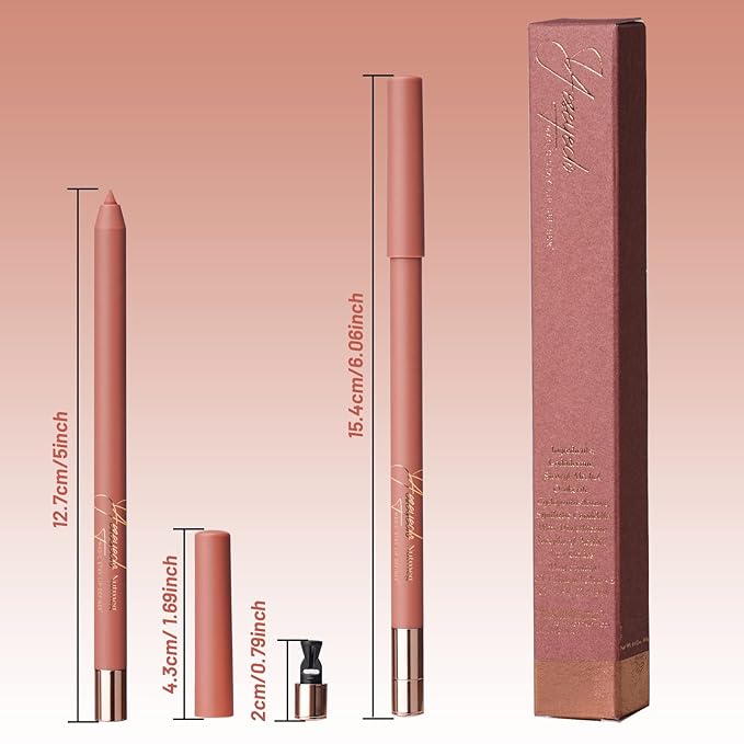 Nude Lip Liner Pencil, Automatic Waterproof Nude Pink Lipliner with Built-in Sharpener, Long Lasting Lip Liner for Lip Defining, Creamy, Soft, Highly Pigmented, Miss Victoria