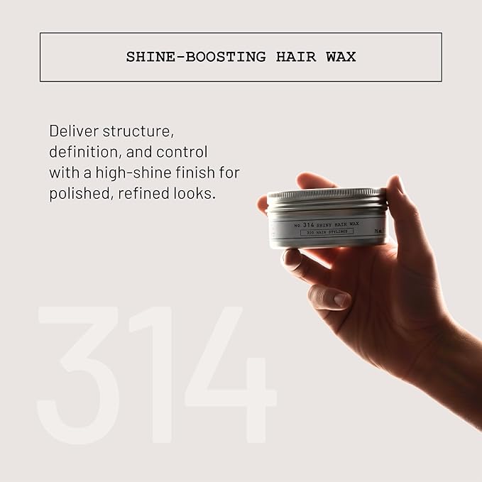 DEPOT No. 314 Shiny Hair Wax | Medium Hold Styling Wax for Men | Adds Definition & Shine | With Aloe Vera, Sunflower Oil & Botanical Extracts | 2.5 fl.oz.