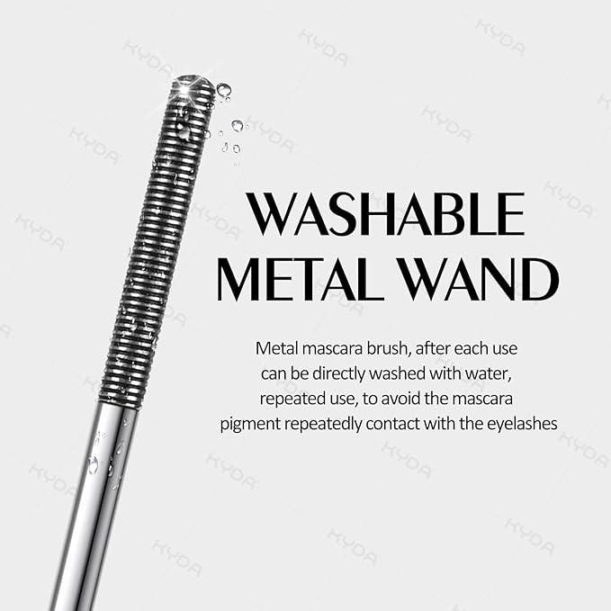 KYDA Black Iron Wand Curling Mascara, Lasting 3D Curling Eyelashes, Washable Metal Wand Mascara, Waterproof Smudge-proof, Natural Thick Clear Lashes-looking