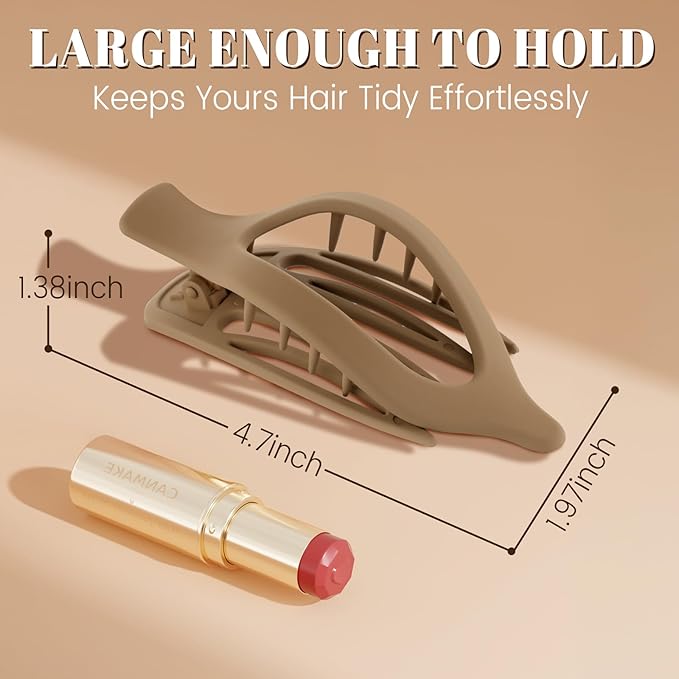 Flat Hair Clips for Women-8Pcs Large Matte No-Slip French Concord Claws, Accessories for Thick & Thin Hair (Neutral, Oval)