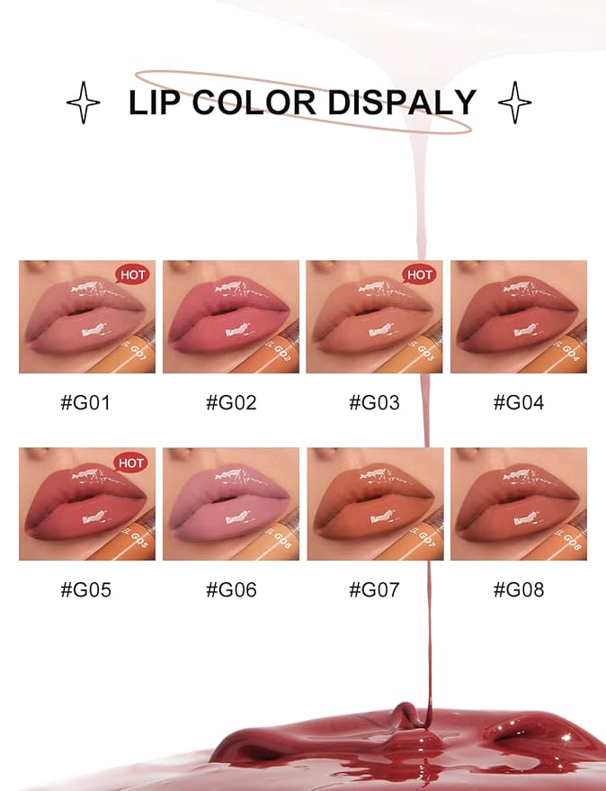 INTO YOU Lip Gloss, Lip Stain Long Lasting, Lip Tint, Lip Plumper Gloss, Glitter Lip Gloss, Liquid Lipstick, Lip Oil, Vivid Color, Smudge-Proof, Lightweight, Naturally Moisturizing (G06)