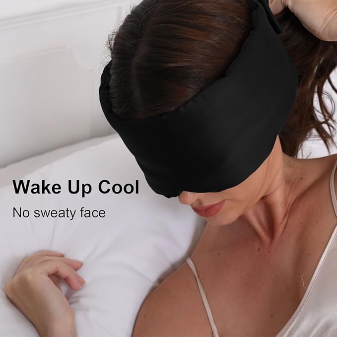 100% Mulberry Silk Sleep Mask for Women & Men Beauty Sleep, Adjustable Blindfold Silk Eye Mask for Sleeping Side Sleepers, Soft Pressure-Free Design for Home, Travel, Office, Napping, Christmas Gift