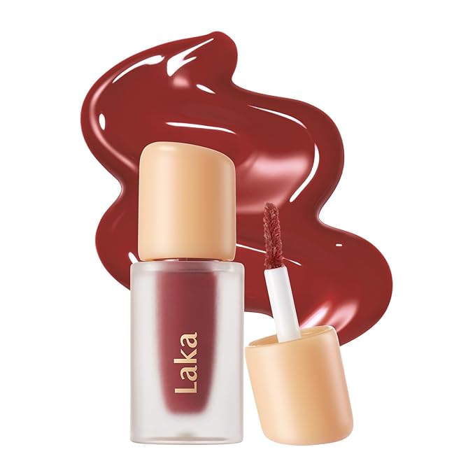 Laka Fruity Glam Tint Mini, 1.9g/0.07oz, Glowing Lip Stain with Wide Color Spectrum, Hydrating & Lightweight Texture, Buildable Color, Non-Sticky, Vegan, K-Beauty (#158 Berris)