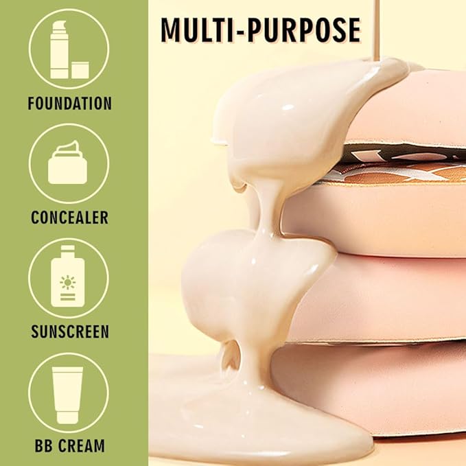 Makeup Sponge for Foundation Concealer and Powder,Latex Free Blender Sponge for Natural and Easy Makeup Soft Long Lasting Beginner-friendly,Travel Size Beauty Makeup Tools (Green XL 5 Pcs)