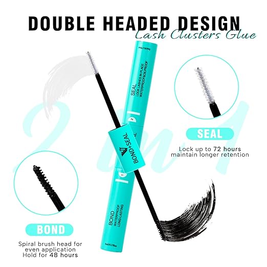 VAVALASH Lash Bond and Seal Waterproof Lash Glue 2 in 1 Long Lasting Lash Clusters Bond for Eyelash Extensions Strong Hold Waterproof Adhesive and Sealant DIY Lash Extension Glue