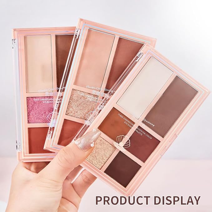 6 Colors Velvety Smooth Eyeshadow Palette, Neutral Nude Eye Shadow Matte & Shimmer Shades, Highly Pigmented Waterproof Long-Lasting Travel-Friendly Daily Eye Makeup Palette for Women, 1#