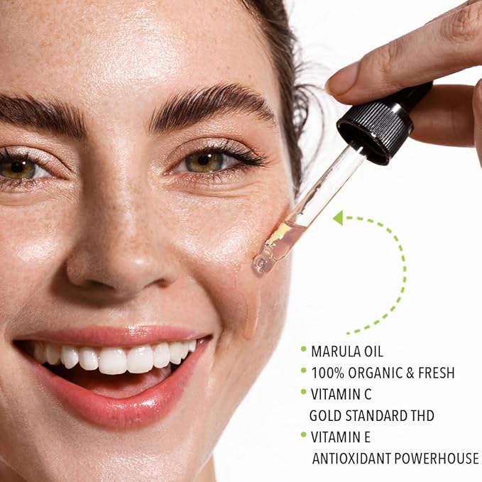 Lemyn Organics Virgin Marula Face Oil | Supercharged with Vitamin C & E | Freshly Made | Intense Hydration & Radiance Boost | Anti-Aging Skin Care and Face Moisturizer | Organic – Vegan – Cruelty-Free