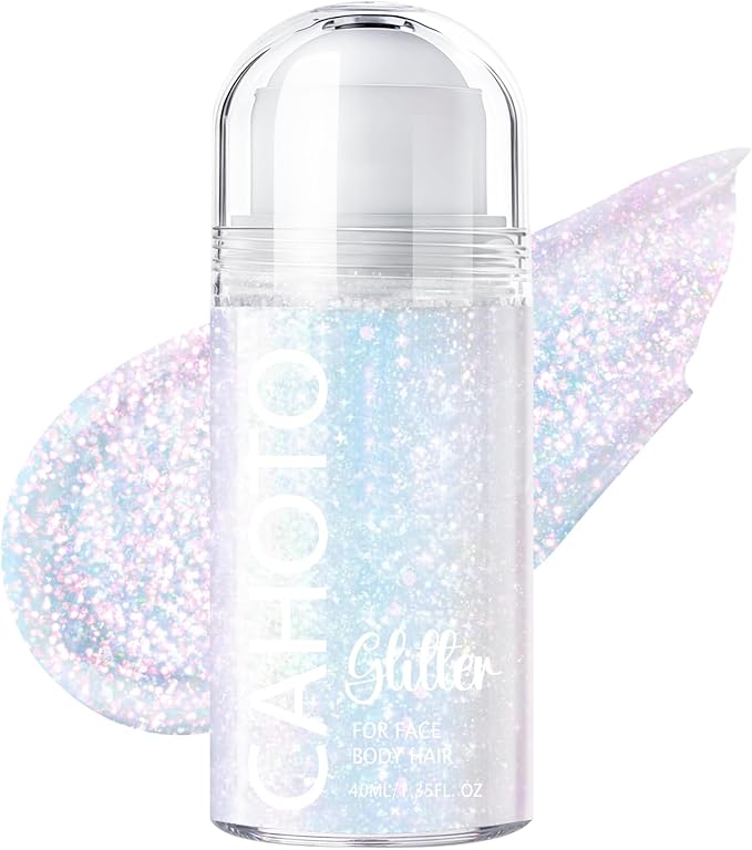Aurora Rolling Glitter for Face Body & Hair, Sparkling Holographic Chunky Shimmer, Roll-on Sequins for Singer Concert Rave Festival Halloween Party Carnival, 1.35fl.oz