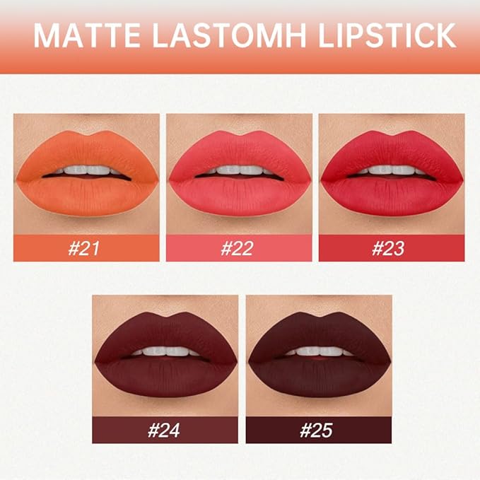 AMY'S DIARY Matte Plum Liquid Lipstick 5Pcs Sets,24-hour Lipstick Dark Deep Red Plum Red Lip Stain 24 Smudge Waterproof for Women (Set05)