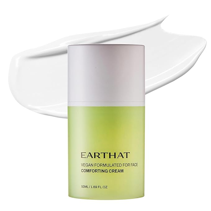 EARTHAT Panthenol Cream – Korean Skincare for Glass Skin with Airless Pump, 1.69oz | Hydrating Face Moisturizer with Centella Asiatica and Hyaluronic Acid | Soothing Barrier Repair Cream