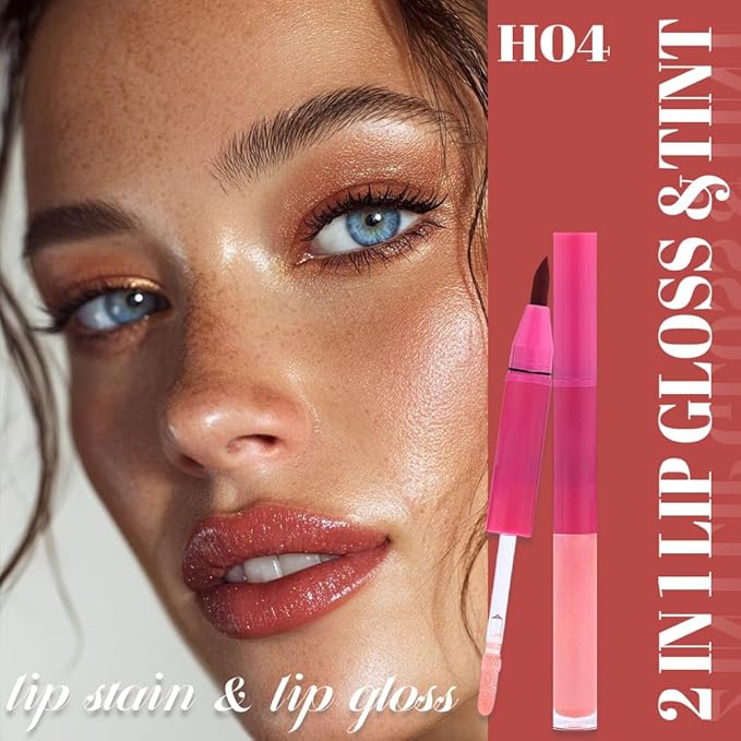 evpct ‌Antique Rose Matte Liquid Lipstick Marker Pen Lip Liner Set with Glitter Lip Oil, 2in1 Lipgloss Lipstick Long Lasting Waterproof for Women, Longwear Lips Stain 24hr Original Smudge Proof labial