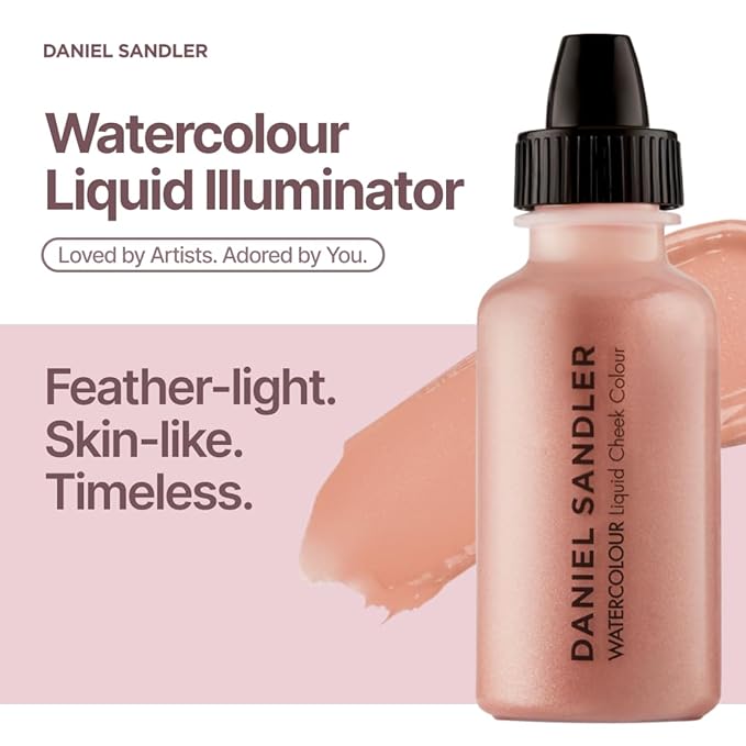 Daniel Sandler WATERCOLOUR LIQUID ILLUMINATOR - 'GLOW' 15ml – Shimmer Liquid Blush for Cheeks Make up, Highlighter – Oil-Free, Lightweight, Buildable & Long-Lasting for Cheeks & Lips