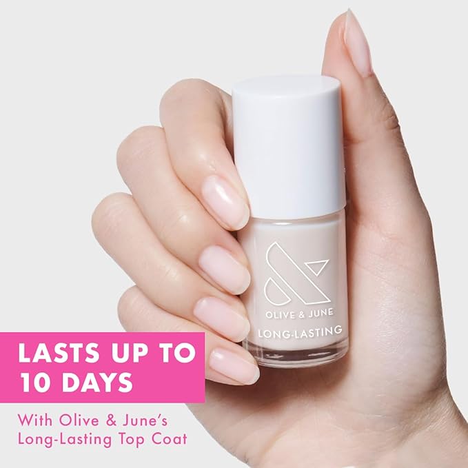 Olive & June Long Lasting Nail Polish | Valentine's Day | Plump, Gel-Like Finish No Lamp Needed | Lasts up to 10 days | Salon-Quality 15-Free, Vegan & Cruelty-Free Chip-Resistant | BEB Sheer White