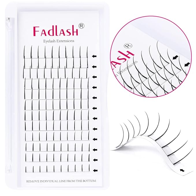 FADLASH Premade Spikes Eyelash Extension Supplies Premade Volume Fans Individual Matte Black Lashes Fairy Eyelashes Soft Single Super Thick Lashes（D Curl, 19mm）