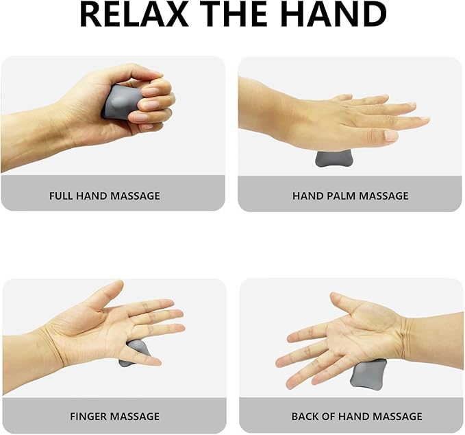 Set of 2 Massage Balls, Reflex Ball for Hand Eye Coordination Training and Six Point Spike Massage Ball for Deep Muscle Relief, Suitable for Hands, Feet and Back (Grey/Grey)