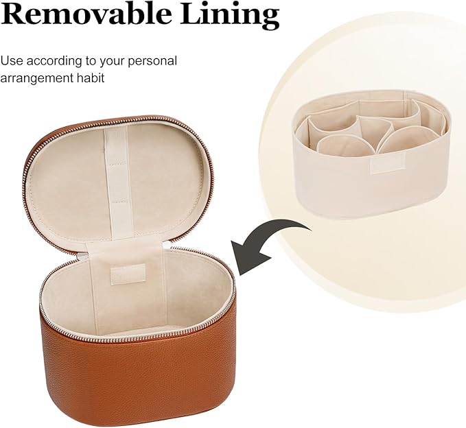 idoltimes Cosmetic Case, Leather Makeup Bag, Portable Handheld Makeup Case, Detachable Compartments