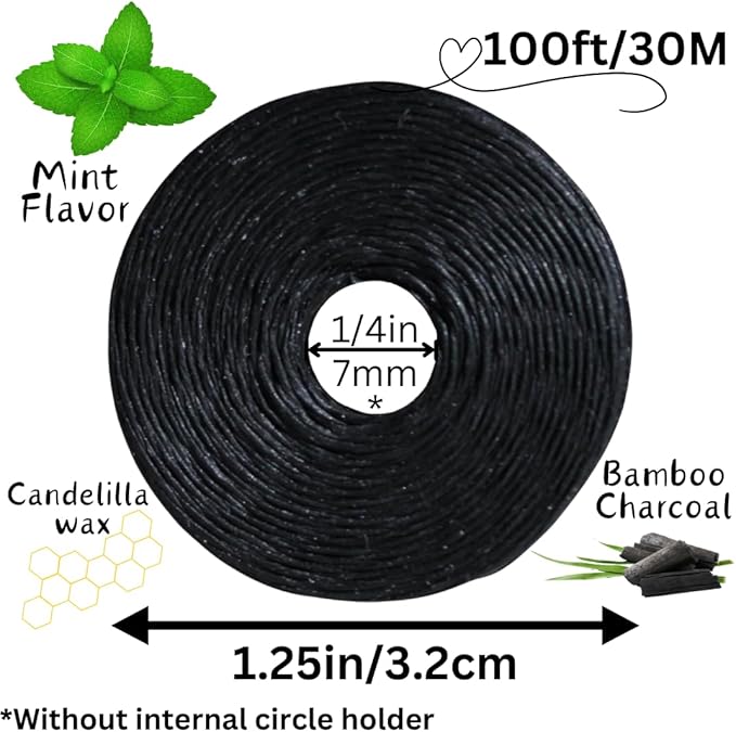 BOONBOO Dental Floss Refill Rolls, Charcoal Woven Thread, 2 Pack, Mint