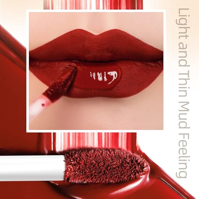 QiBest 12Pcs Matte Liquid Lipstick Set for Girls & Women, 24 Hours Long Lasting Waterproof Nude Dark Red Lip Gloss Valentine Gift Makeup Kit, Non-Stick Cup Mate Duracion 24 Horas Originales Lip Stains