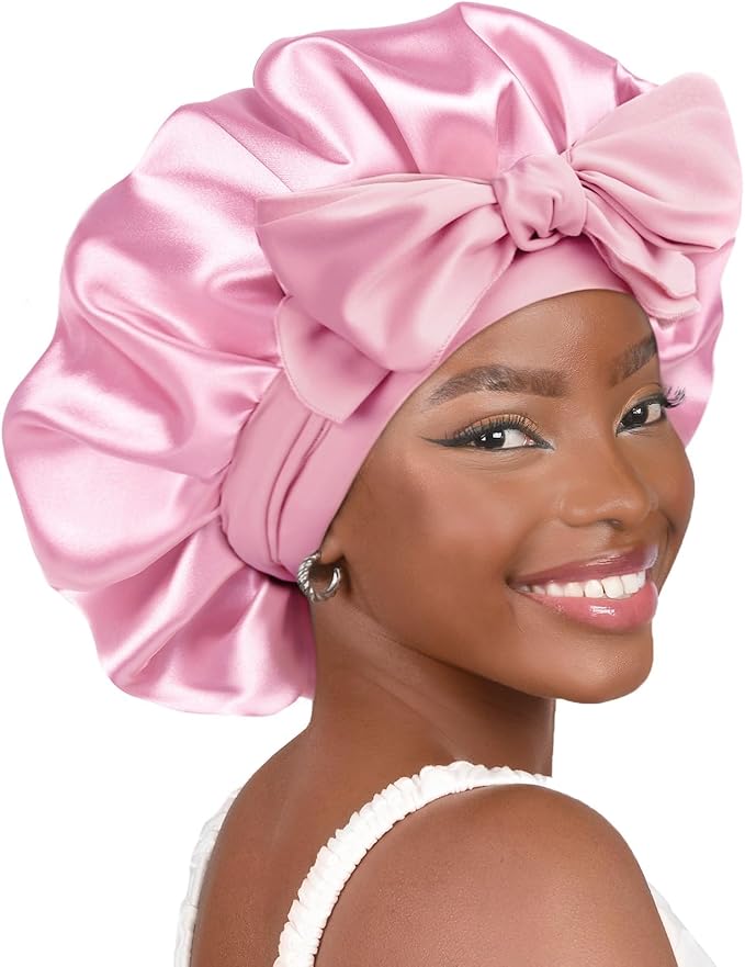 YANIBEST Adjustable Silk Bonnet for Sleeping Women Double Layer Satin Bonnet Reduce Friction Prevent Frizz Curly Hair