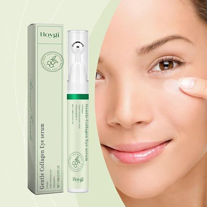 Vegan Collagen Eye Serum - Triple Hyaluronic Acid & Peptide Collagen Serum Improve Skin Elasticity, Reduce Fine Lines & Dark Circles-Skin Care Eye Cream - 0.5fl. oz/15ML