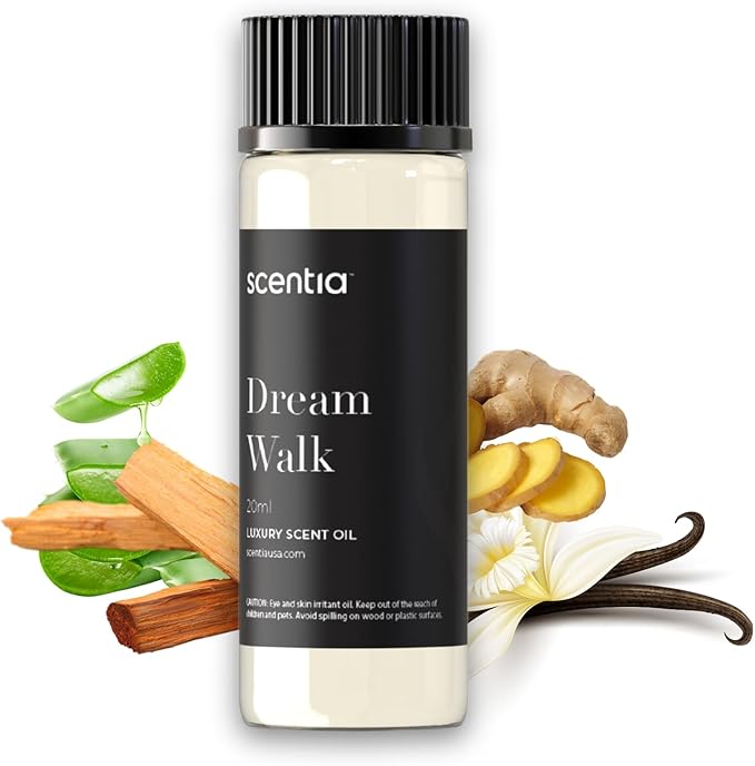 Scentia Diffuser Oil Inspired by We.stin Hotel - 20 ml 0.67 fl oz - Essential Oil Blend White Tea, Cedarwood Notes for Aroma Diffusers and Humidifiers - Dream Walk, Made in USA