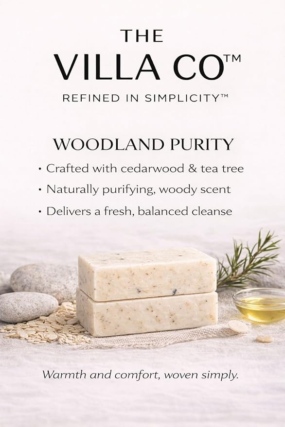 The Villa Co - Woodland Purity | 4.5oz Exfoliating Body Bar for Men | Artisan Made in USA | Natural Ingredients | Activated Charcoal
