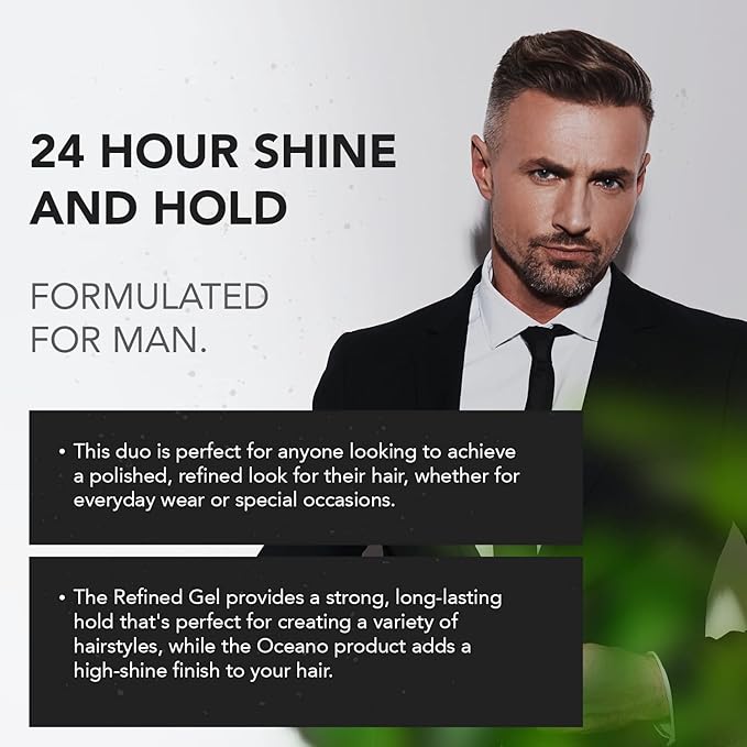 Gentlemen Republic 16oz Refined & Oceano Hair Gel for Men - Provides 24 Hour High Hold & Shine - Premium Mens Hair Styling Products