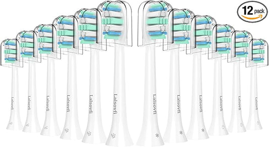 Toothbrush Replacement Heads Compatible with Philips Sonicare and More Click-on Handles 12 Pack