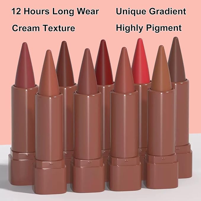 2-in-1 Gradient Nude Lip Liner & Lipstick, Waterproof Long Lasting Matte Lip Liner Pencil, Makeup Smudge proof lip liner with Cone Tip (04#-Sienna)