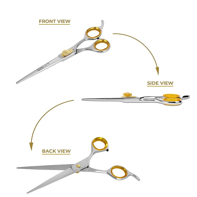 SHARF Gold Touch Barber 7.5 Inch, Professional Straight Shears 440c Japanese Stainless Steel Barber Scissors for Men and Women