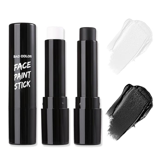 BADCOLOR Black White Face Body Paint Stick Eye Black for Adults Softball Football Baseball Sports , Non-Toxic Hypoallergenic for Halloween SFX Makeup Cosplay Joker Costume Parties