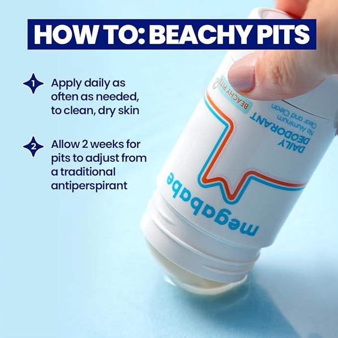Megababe Beachy Pits Daily Deodorant, Fresh Scent, 2.6 Ounce, Stick