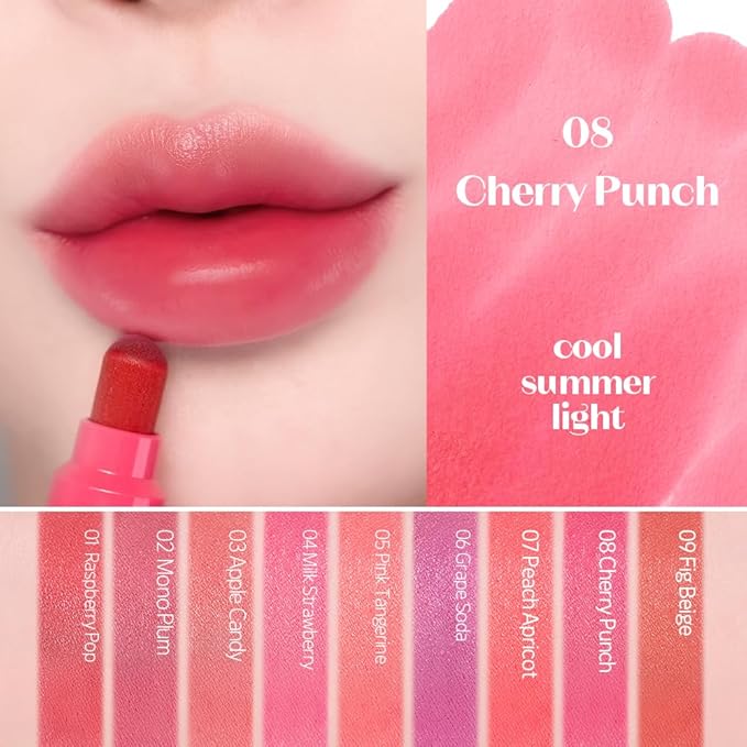 ETUDE Dear Darling Marker Tint #8 Cherry Punch (5g) | Hydrating & Long Lasting Lip Stain | High Pigmented Lip Maker with Easy Drawing Tip | Korean Daily Lip Tint, Korean Makeup, Kbeauty