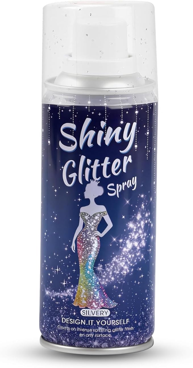 Hair and Body Glitter Spray,Long Lasting Quick-Drying Silver Shimmer Mist for Music Festival Revelry, Nightclub Parties and Balls,Hairspray for Clothes, Face Glitter Spray 4.22 Fl Oz (Silver)
