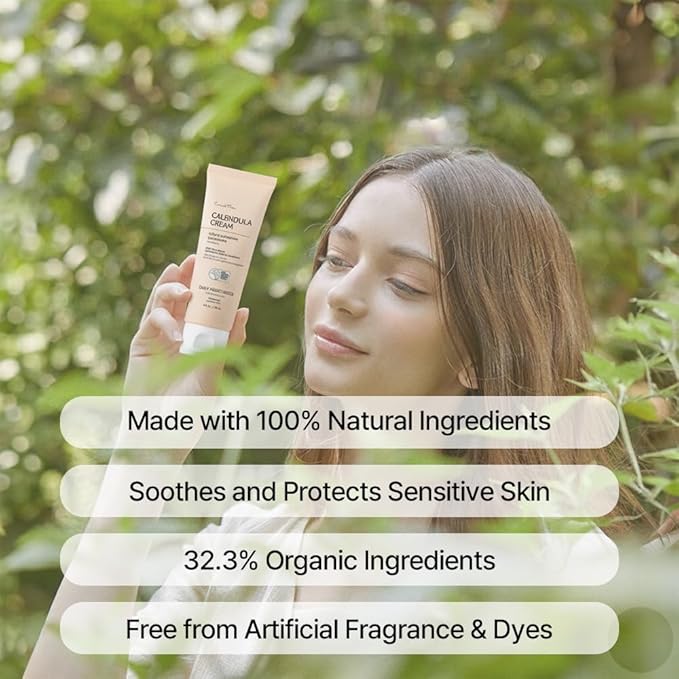 Earnest Mom Calendula Cream | Face Moisturizer for Sensitive, Dry Skin | With Cica & Ceramide for Skin Barrier Repair & Hydration | 100% Plant Based