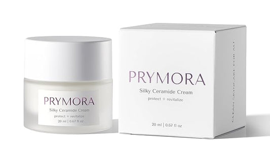 PRYMORA Mini Silky Ceramide Cream | Protect + Revitalize | Restores Skin Barrier & Hydrates, Peptides & Glow-Boosting Nutrients | Travel Size