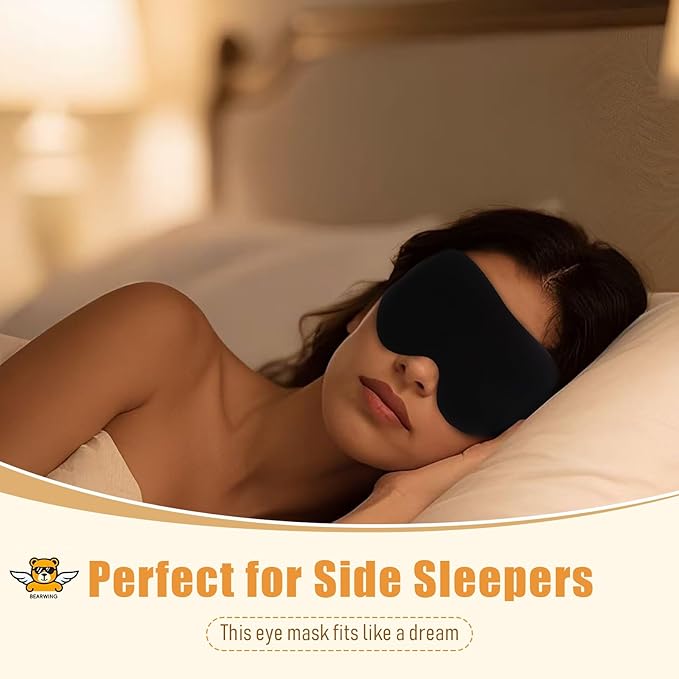 BEARWING 100% Light Blocking Sleep Mask Set, Only 0.73oz Light Comfortable 3D Contoured Memory Foam, Blink Freely Eye Masks for Sleep, Travel, Nap, for Women, Purple