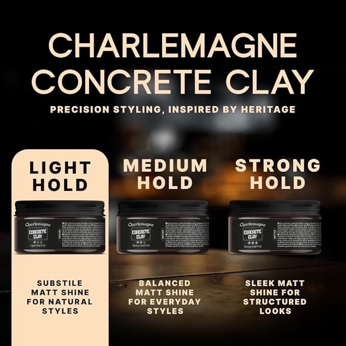 Charlemagne Hair Clay Pomade - 100 ml, Leather Scent - Matte Wax Styling Cream & Texture Clay for Men - Water Soluble Barber Hair Styling Product (100 ml (Pack of 1), Light Hold)