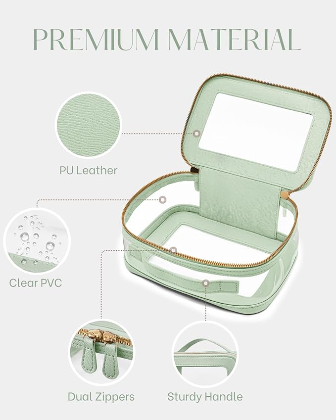 Oaque Clear Cosmetic Bag Set for Women Makeup Bag with Handle, 3 Pcs Travel Toiletry Bag Transparent Cosmetic Case Portable Make Up Organizer Bag for Essentials