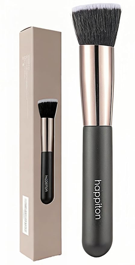 Makeup Brush Foundation Brush Kabuki Flat Top Face Brushes for Liquid Cream or Flawless Powder Buffing Stippling Concealer (Brown)