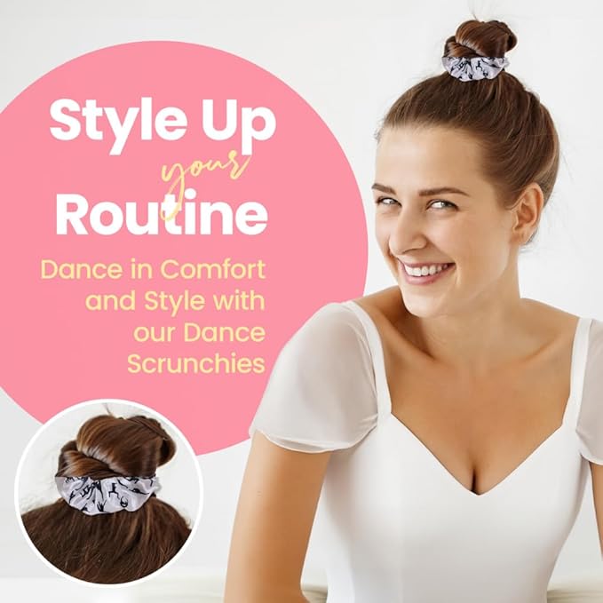 Sportybella Girls' Dance Scrunchie - Premium Velvet Elastic Hair Accessory for Dancers - White